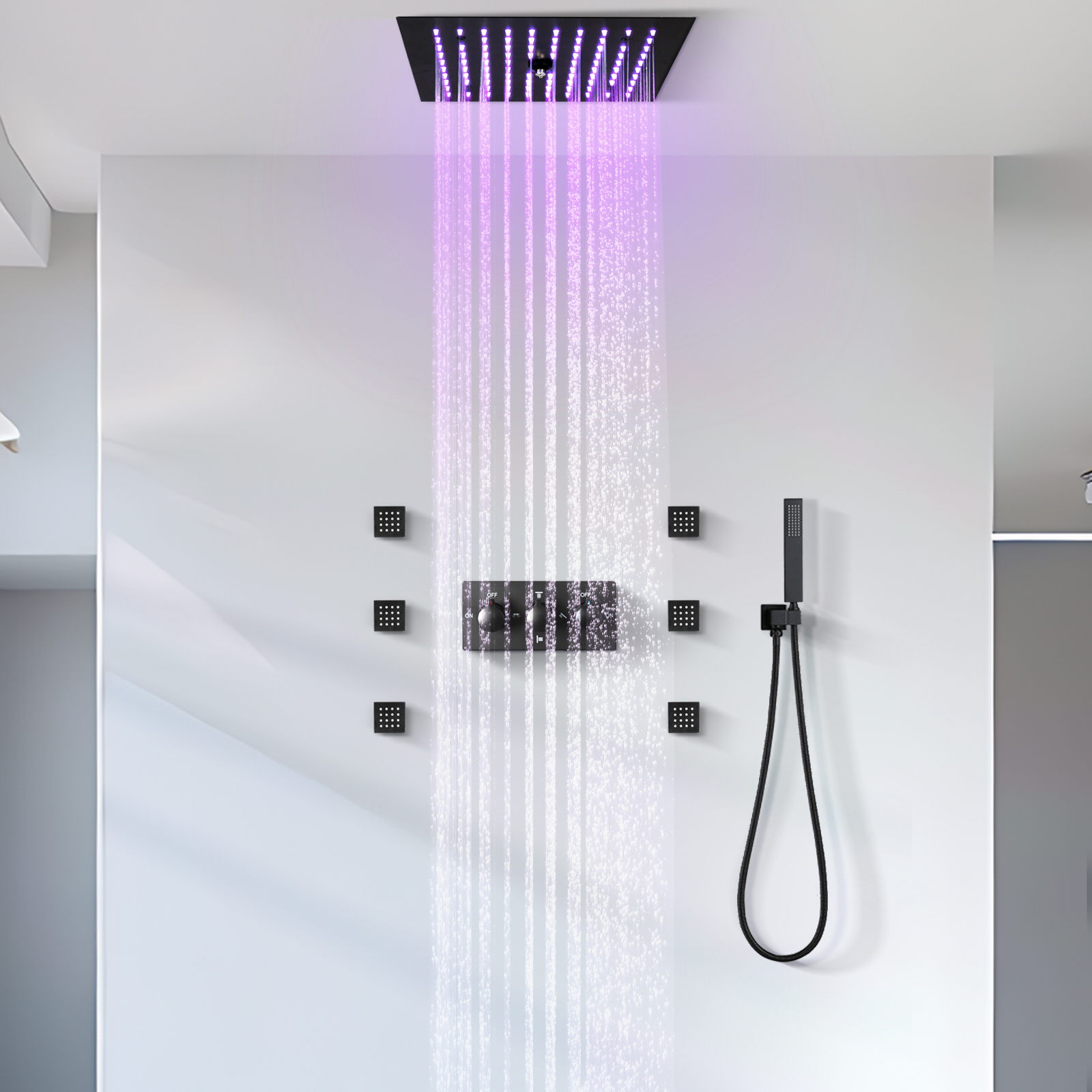 12 بوصة الحمام الأمطار LED درجة حرارة ثابتة دش صنبور الماء رذاذ دش ماكينة دش حقن