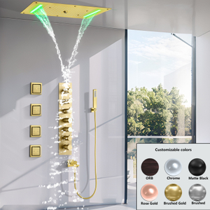 70x38 سنتيمتر نحى الذهب دش جناح معلق خلاط مخفي LED غرفة الاستحمام الحمام صنبور الماء نظام التدليك