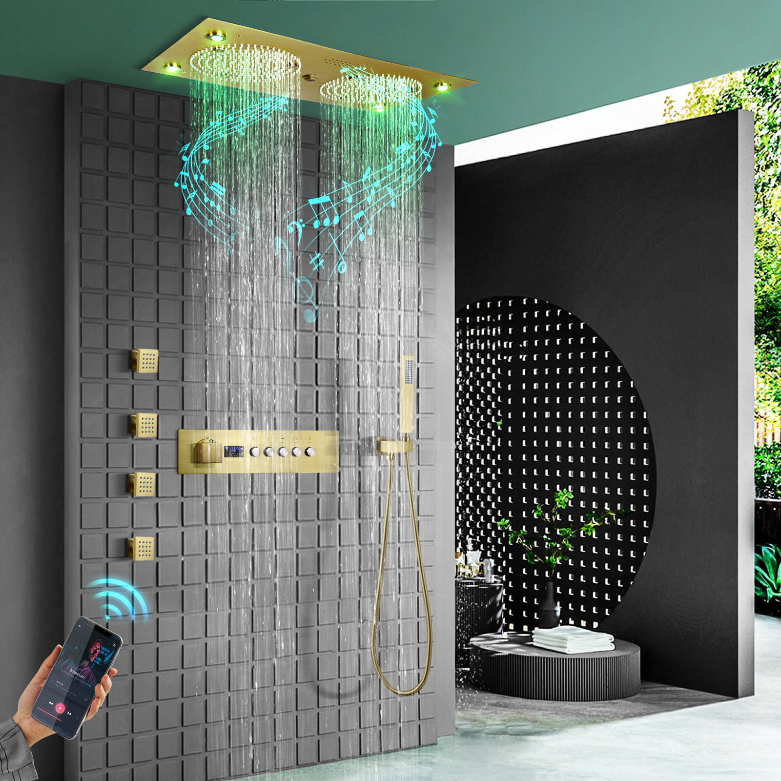 رؤوس دش LED وثرموستاتية وستانلس ستيل