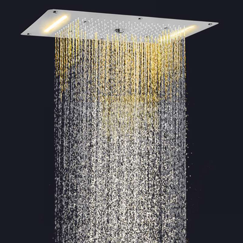 نحى النيكل 70X38 سم الحمام LED دش الحنفيات تضمين السقف متعددة الوظائف دش شلال الأمطار