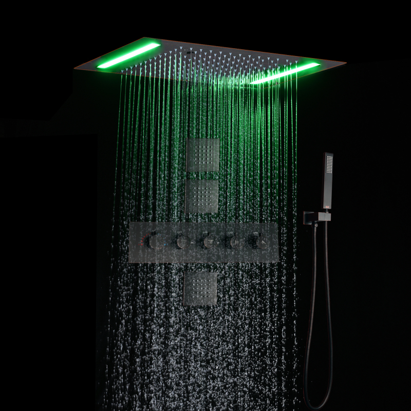 خلاط ثرموستاتي دش لغرف الحمام مجموعة إكسسوارات الدش إخفاء 14 × 20 بوصة رأس دش سقف المطر
