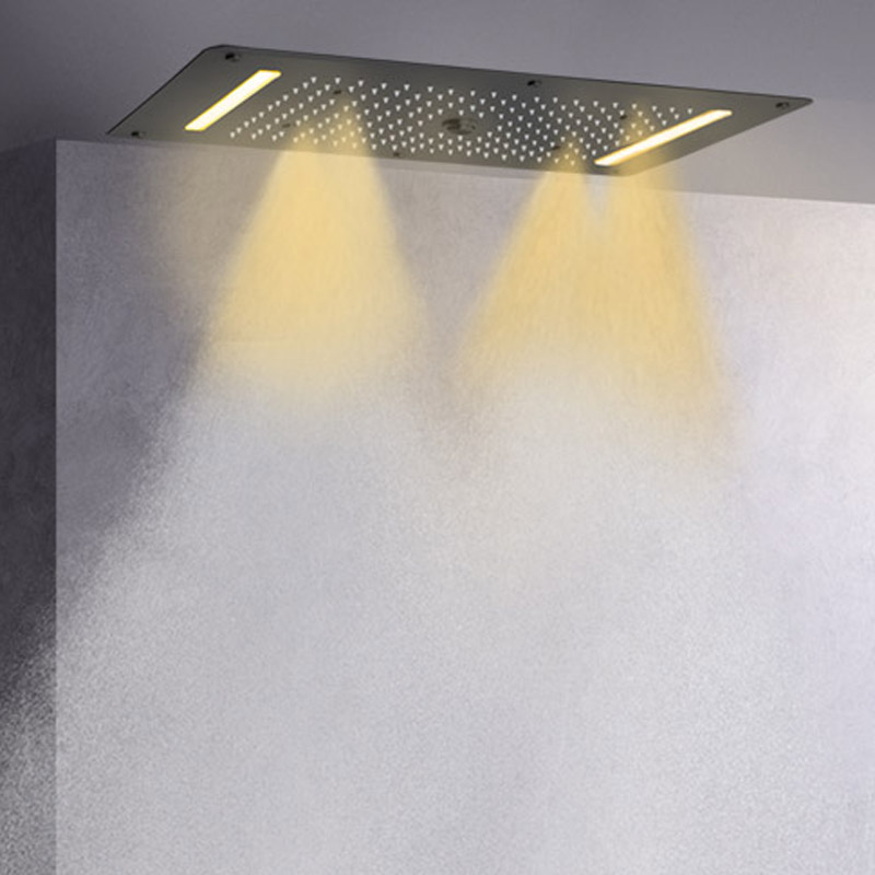 ماتي الأسود 70X38 سم LED أعلى نهاية الحمام دش خلاط شلال نظام دش متعدد الوظائف