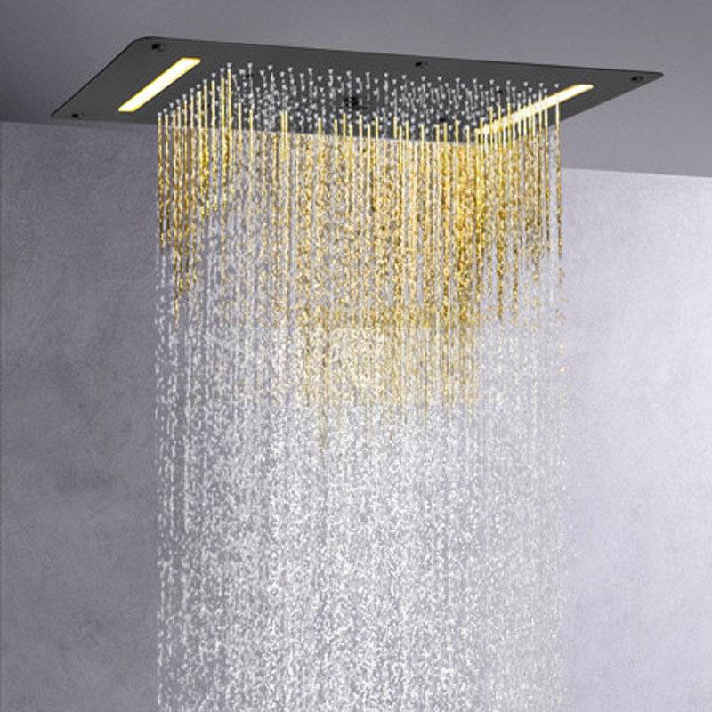 ماتي الأسود 70X38 سم LED أعلى نهاية الحمام دش خلاط شلال نظام دش متعدد الوظائف