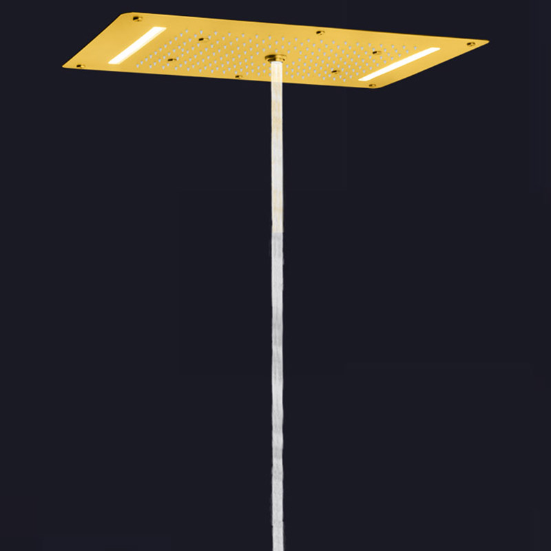 نحى الذهب 70X38 سم رأس دش LED سقف الحمام الفاخر فقاعة شلال تفتيت الأمطار