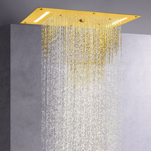فاخر نحى الذهب دش خلاط 70X38 سم LED الحمام شلال هطول الأمطار التفتيت فقاعة الاستحمام الكامل دش