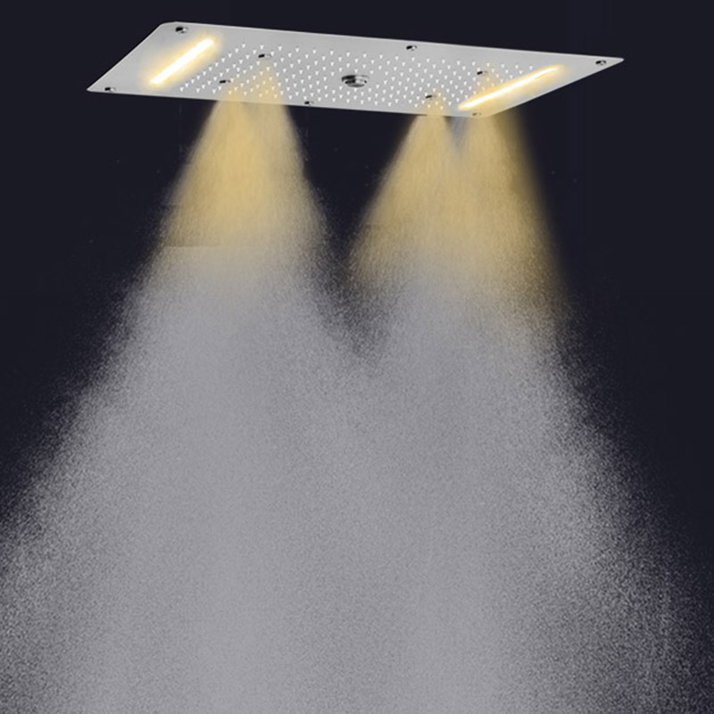 خلاط دش من النيكل المصقول 70X38 سم LED للحمام متعدد الوظائف سبا شلال هطول الأمطار فقاعة التفتيت