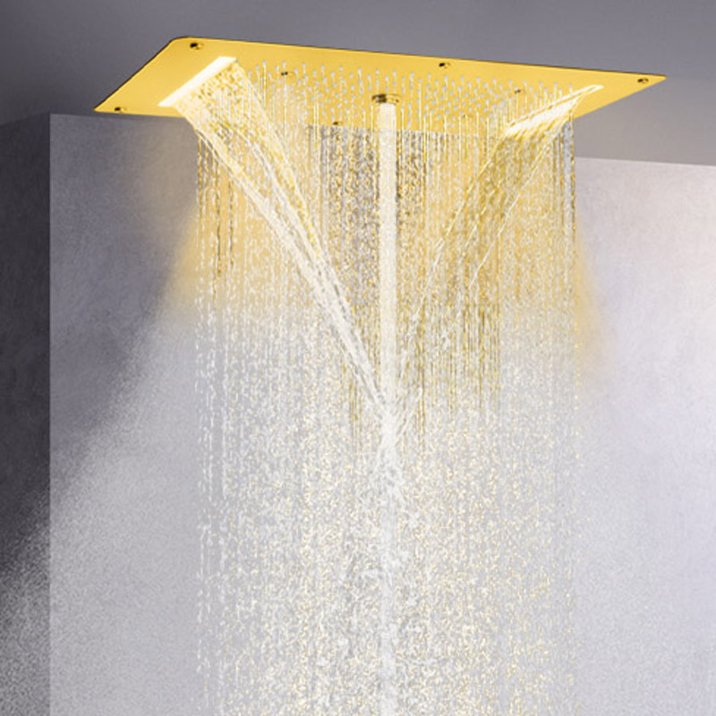الفاخرة نحى الذهب رأس دش 70X38 سم LED الحمام غرفة استحمام وتدليك شلال هطول الأمطار التفتيت فقاعة
