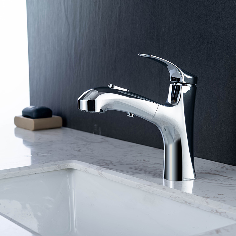 الكروم المصقول بالوعة خلاط صنبور الحمام مقبض واحد حوض صنبور كامل خارج وظائف المياه المزدوجة رئيس المعاصرة