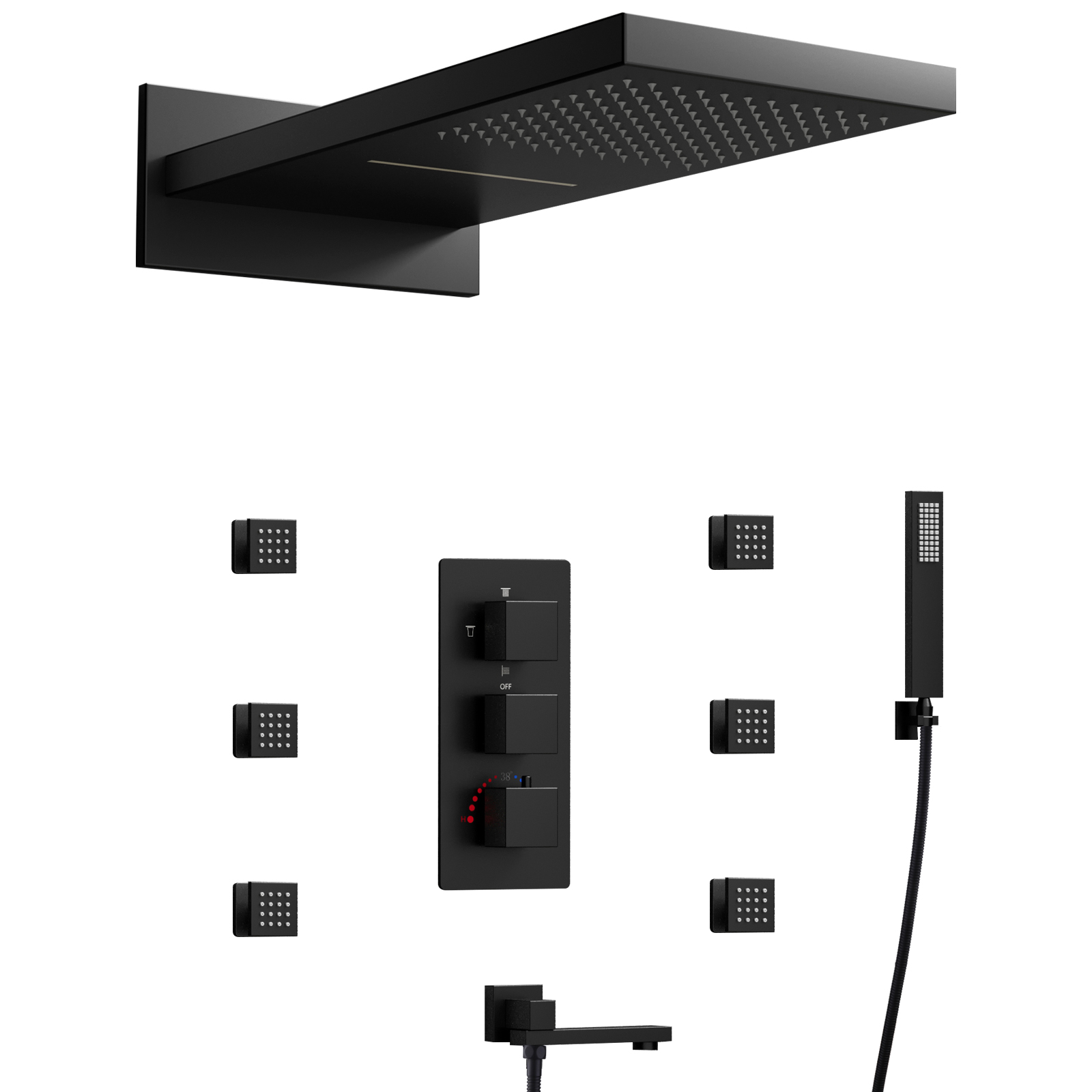 مجموعة رأس الدش باللون الأسود