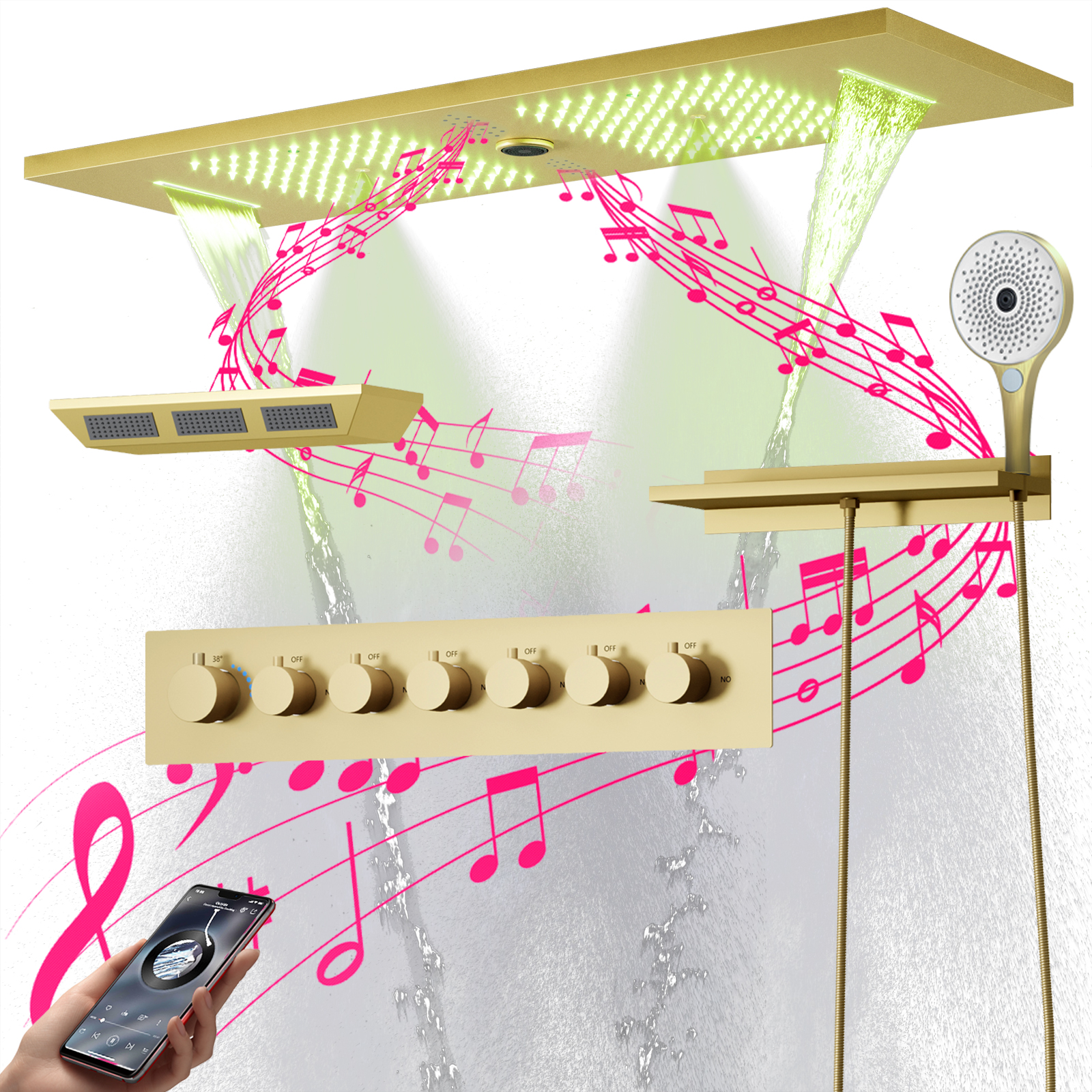 لون رأس الدش أدى