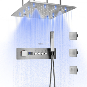 شاشة ديجيتال LED جديدة درجة حرارة ثابتة 16 بوصة مربعة دش حمام مطر كبير، رأس دش LED، دش علوي