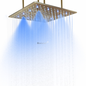 النمط الأوروبي 400*400 مللي متر الحمام دش رئيس درجة حرارة الماء LED دش أخفى المطر ضباب LED اللون تغيير رأس دش