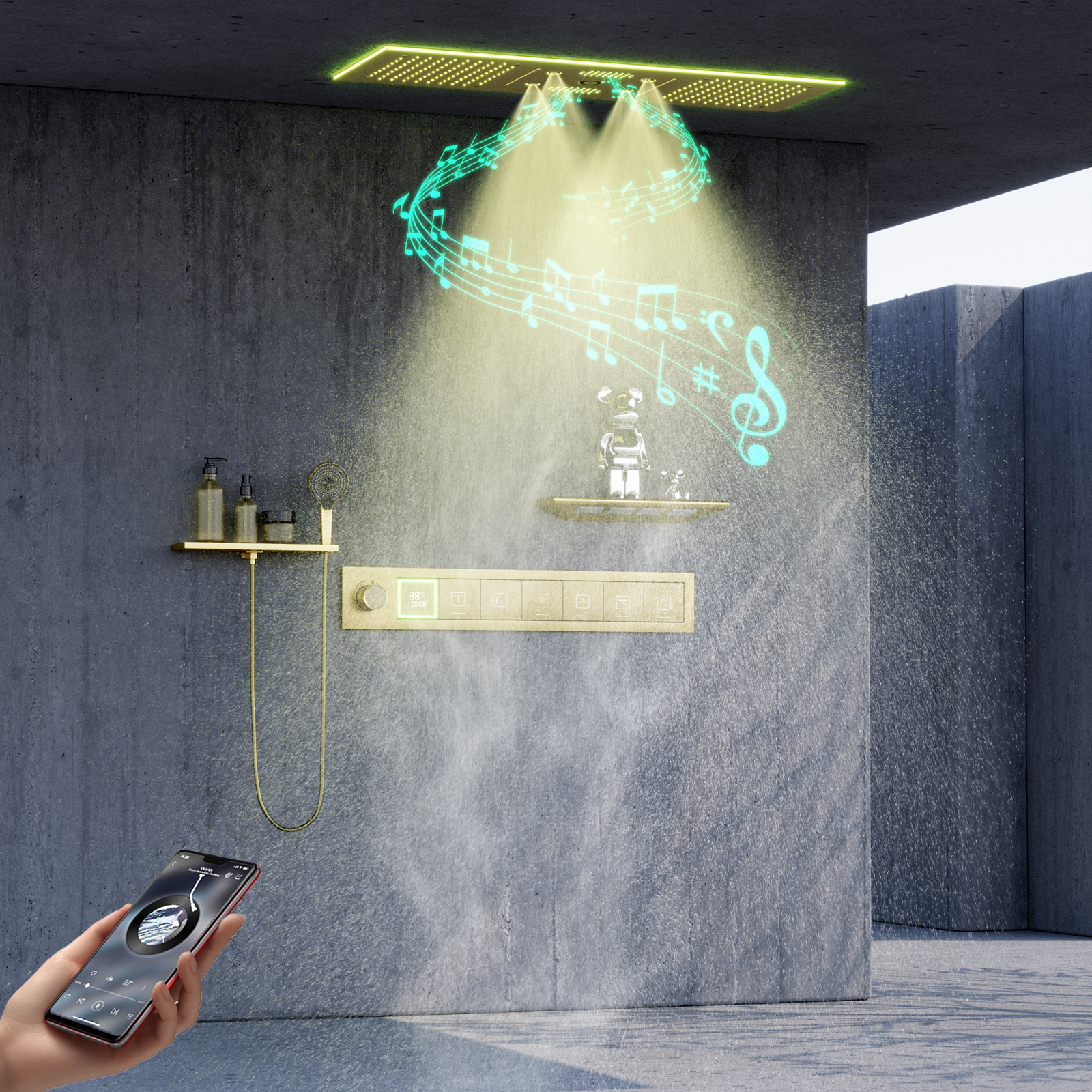 رأس دش LED وبلوتوث