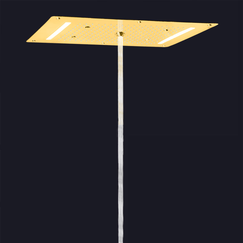 الذهب المصقول 70X38 سم حنفيات دش المطر LED الحمام الفاخر شلال فقاعة التفتيت هطول الأمطار