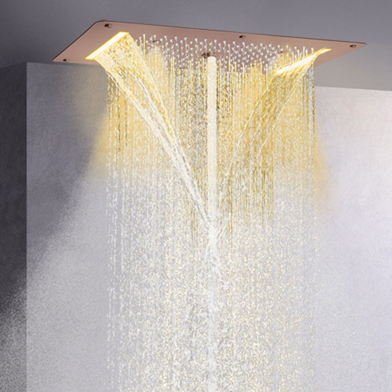 براون 70X38 سم دش خلاط LED النمط الأوروبي الحمام غرفة استحمام وتدليك الأمطار نظام دش مخفي