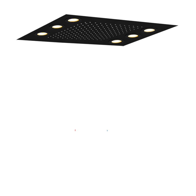المبيعات الساخنة ماتي الأسود 50X36 سم رأس دش LED الحمام تضمين سقف هطول الأمطار دش