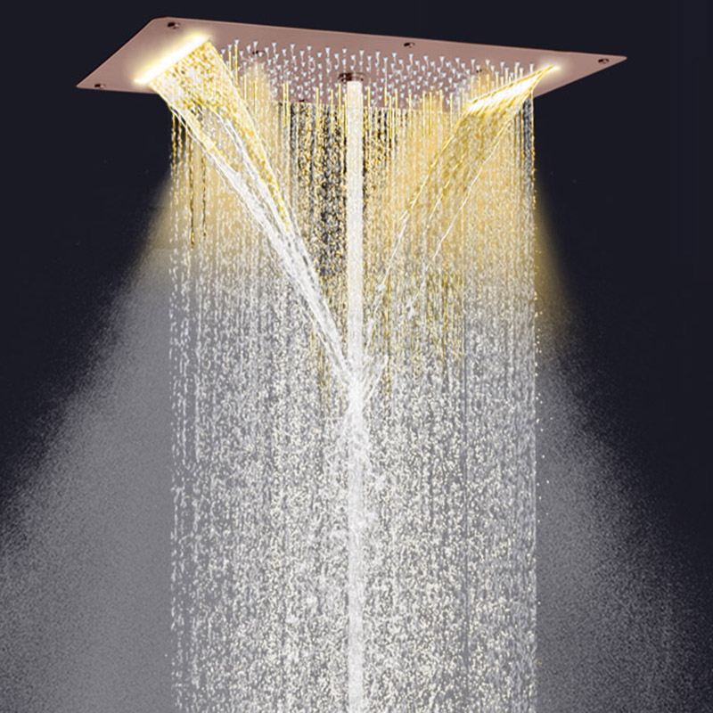 النمط الأوروبي البني دش الحنفيات 70X38 سم LED الحمام غرفة استحمام وتدليك شلال الأمطار التفتيت فقاعة
