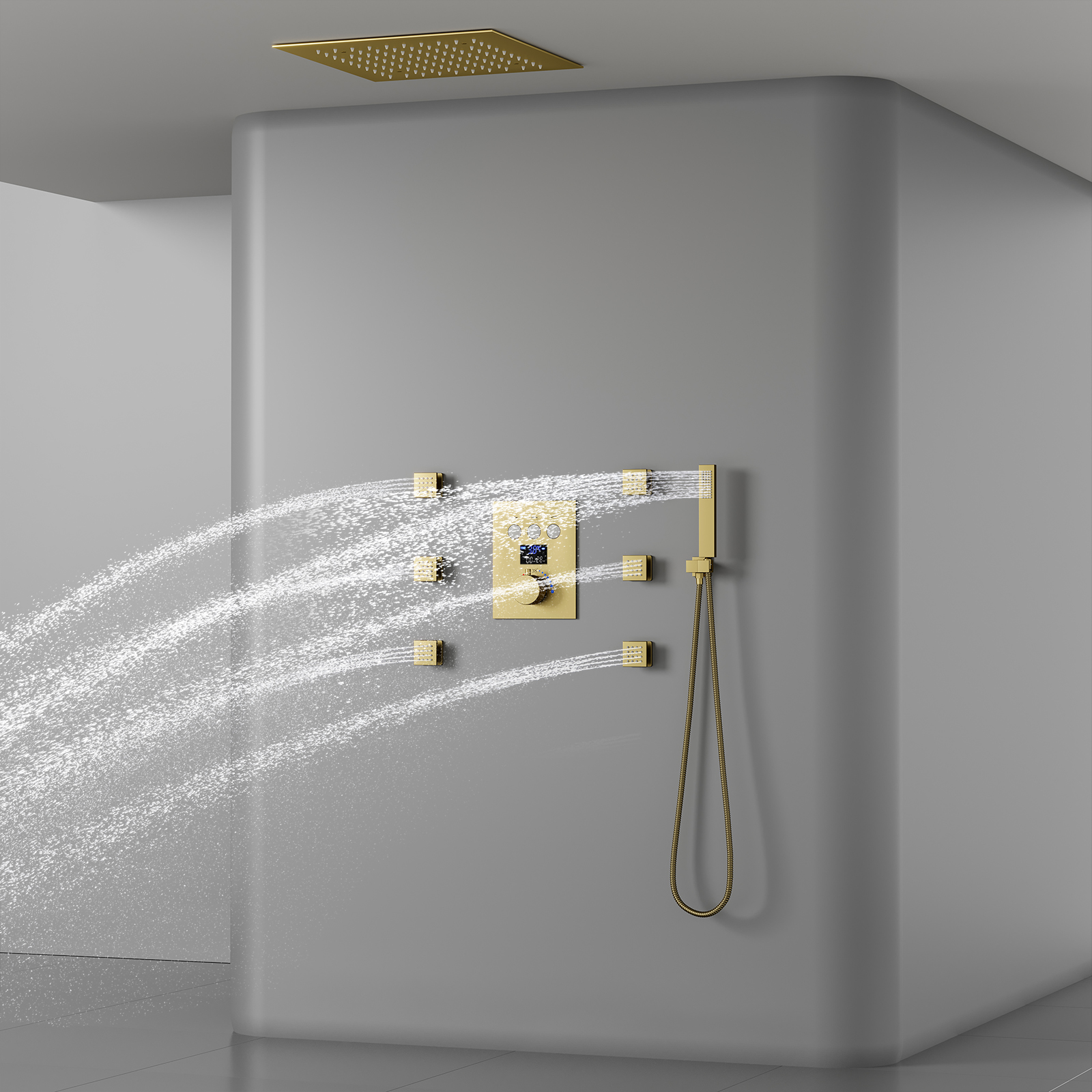 اكسسوارات الحمام دش سماعات الرأس الذكية شاشة ديجيتال Led دش صمام صنبور المطر سبا دش