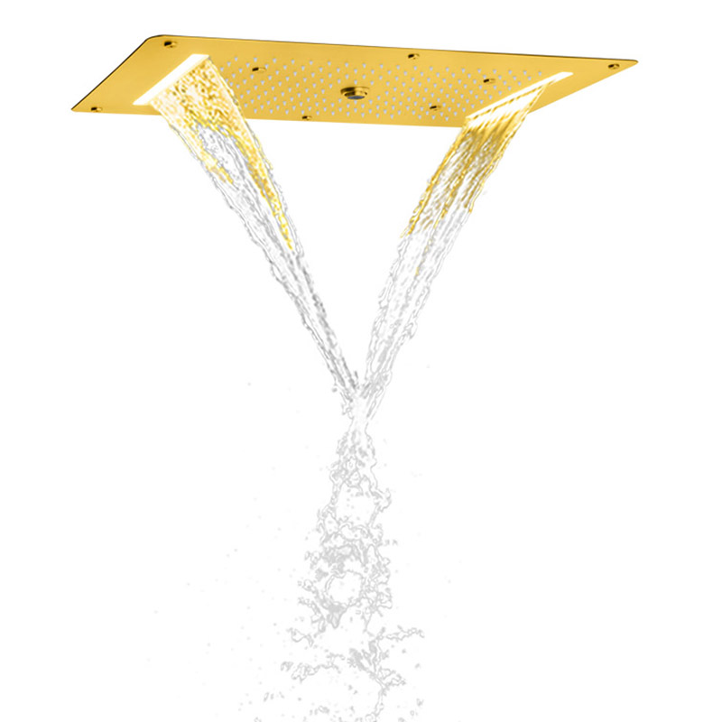 فاخر نحى الذهب رأس دش 70X38 سم LED الحمام متعدد الوظائف شلال هطول الأمطار التفتيت فقاعة دش