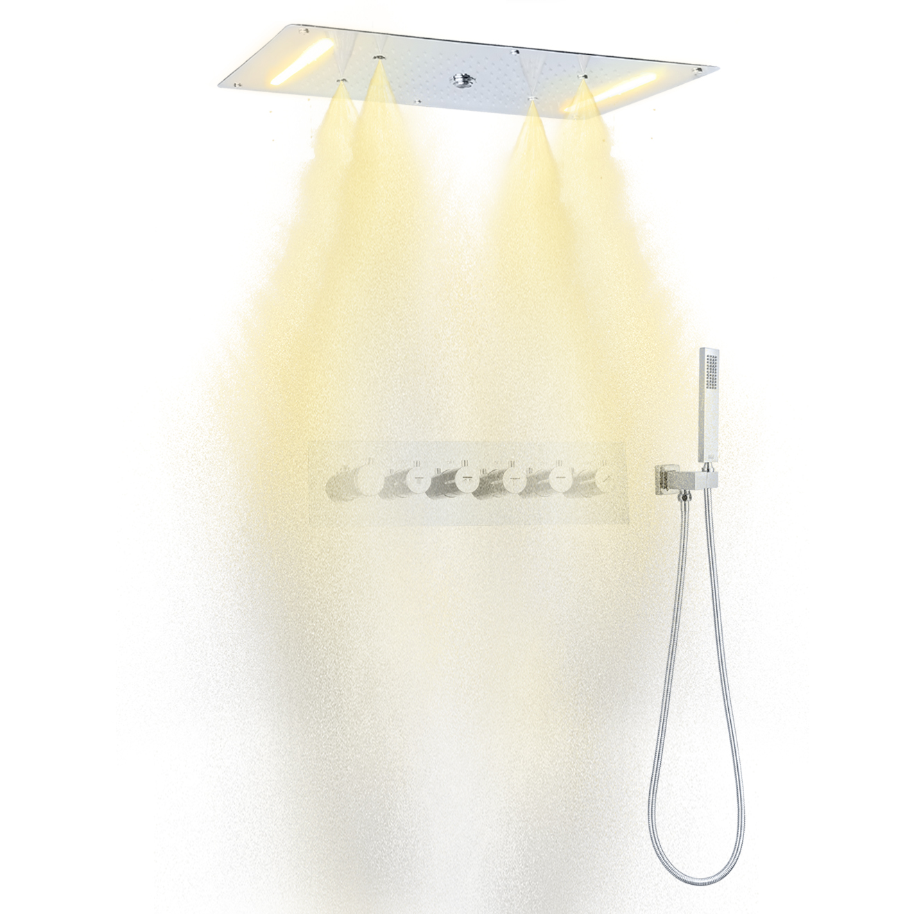 700X380 مللي متر SUS 304 سقف الخيالة سبا الحمام LED ثرموستاتي ضباب رذاذ شلال الأمطار دش سماعات رأس