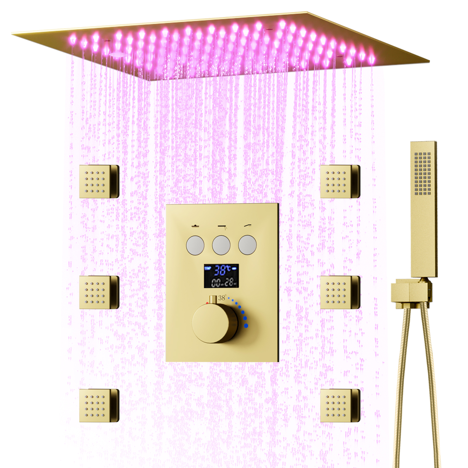 اكسسوارات الحمام دش سماعات الرأس الذكية شاشة ديجيتال Led دش صمام صنبور المطر سبا دش