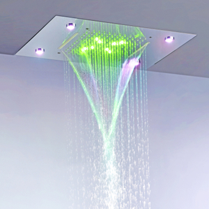 الكروم المصقول دش رئيس 50X36 سم LED 7 حمام ملون تضمين السقف ثنائي الوظيفة شلال الأمطار