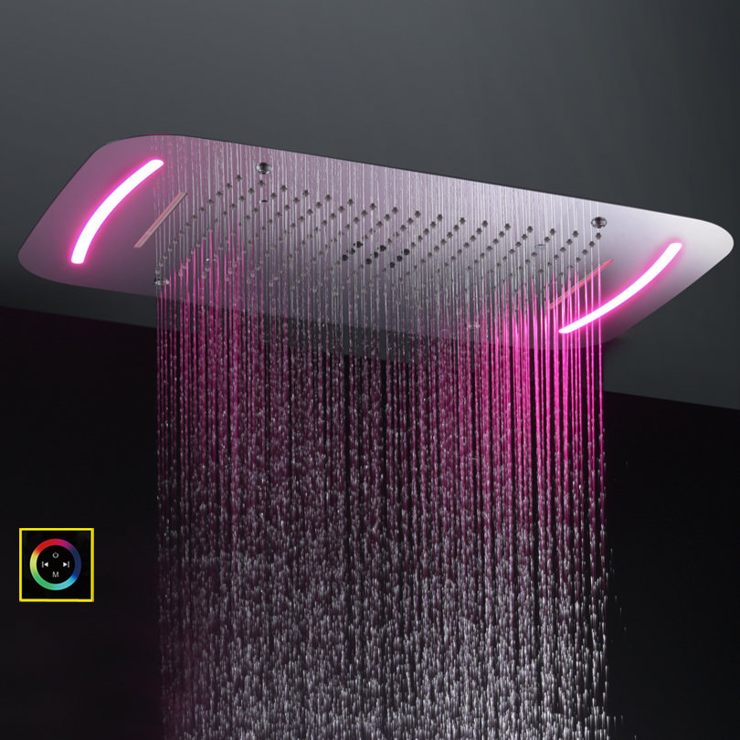 حار مبيعات الكروم المصقول 71X43 سم الحمام دش خلاط مع لوحة التحكم LED متعددة الوظائف دش الأمطار