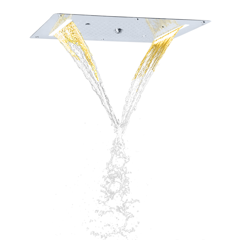 الكروم المصقول دش الحنفيات 70X38 سم LED الحمام متعددة الوظائف دش شلال هطول الأمطار التفتيت فقاعة