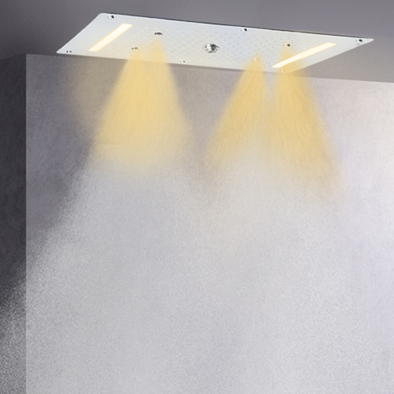 الكروم المصقول دش الحنفيات 70X38 سم LED الحمام متعددة الوظائف دش شلال هطول الأمطار التفتيت فقاعة