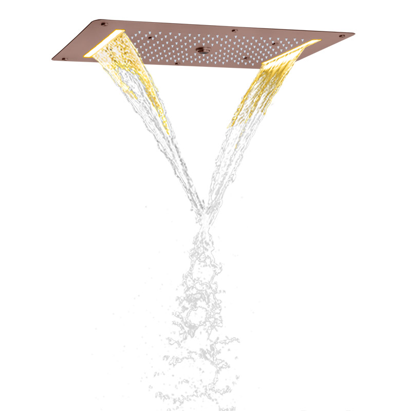 النمط الأوروبي البني دش الحنفيات 70X38 سم LED الحمام غرفة استحمام وتدليك شلال الأمطار التفتيت فقاعة