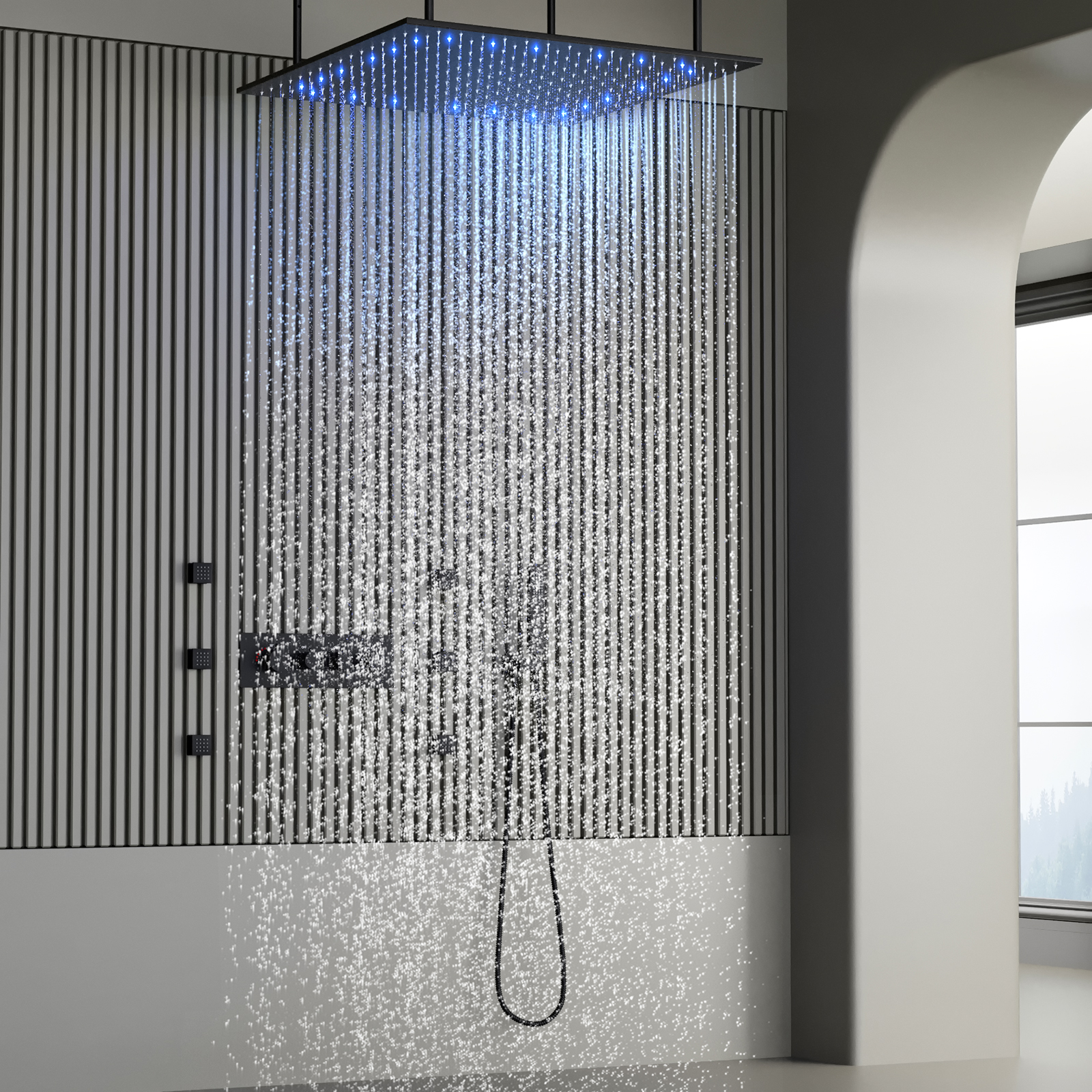 رأس دش LED أسود غير لامع