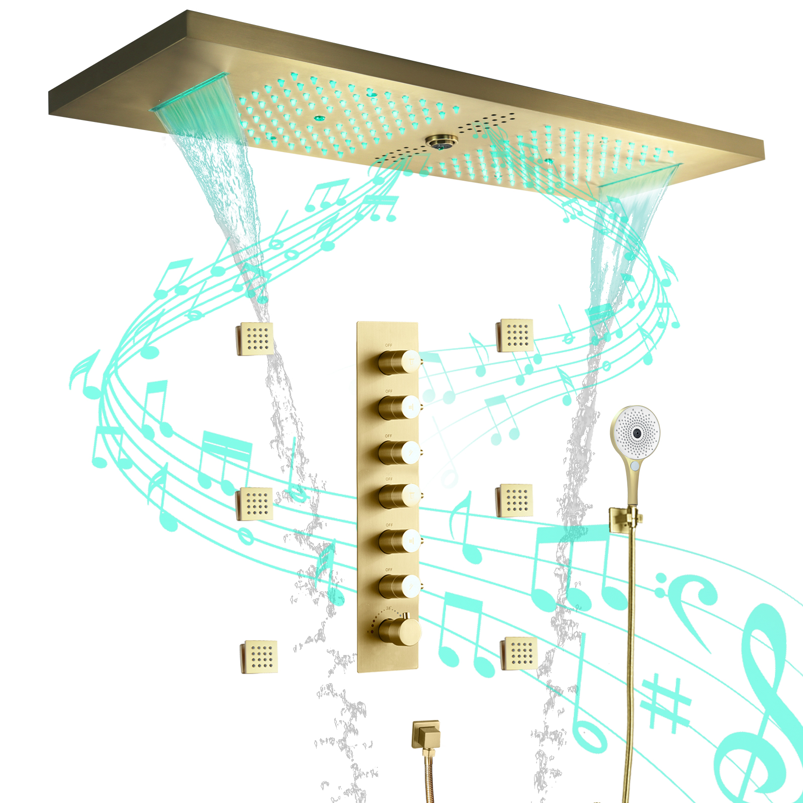 مجموعة رأس دش مطري ذهبي