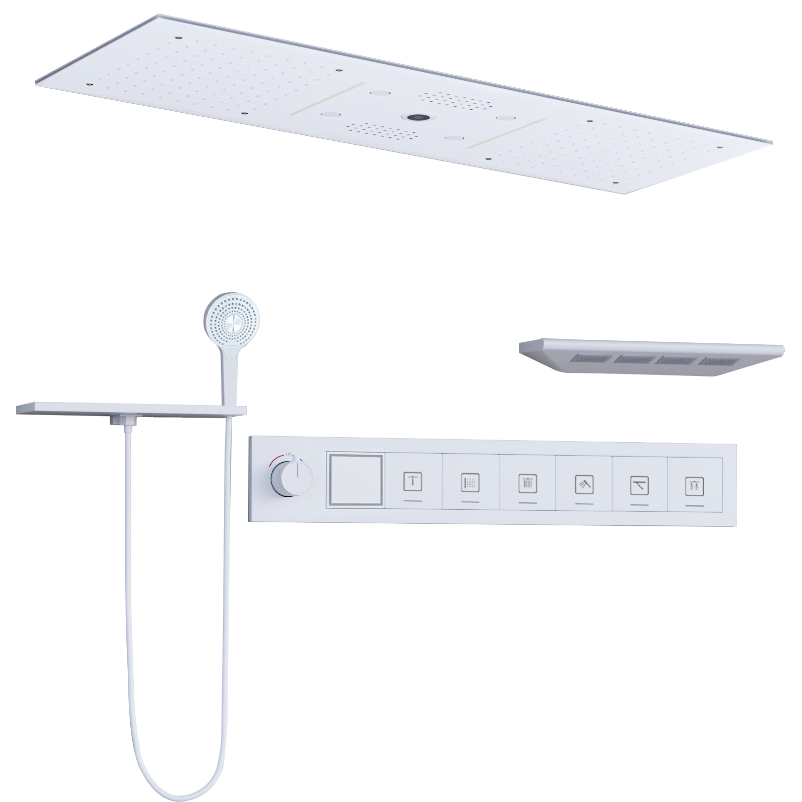 90X30CM الموسيقى LED دش سماعات رأس هطول الأمطار شلال الضباب الحمام درجة حرارة ثابتة دش صنبور