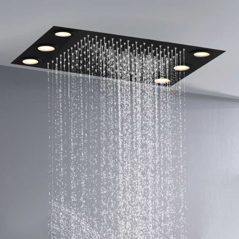 المبيعات الساخنة ماتي الأسود 50X36 سم رأس دش LED الحمام تضمين سقف هطول الأمطار دش