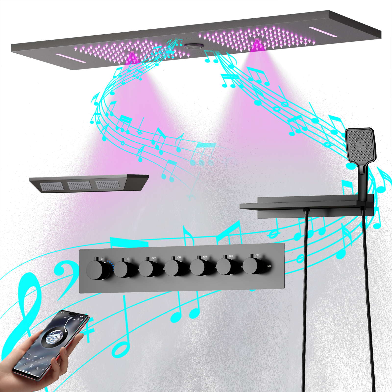 رأس دش LED باللون الرمادي