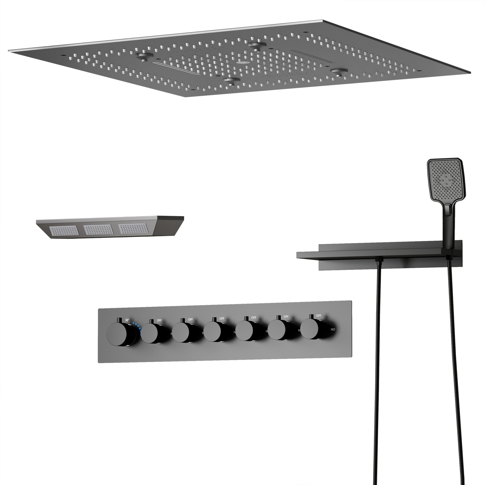 رأس دش LED مع مكبر صوت بلوتوث