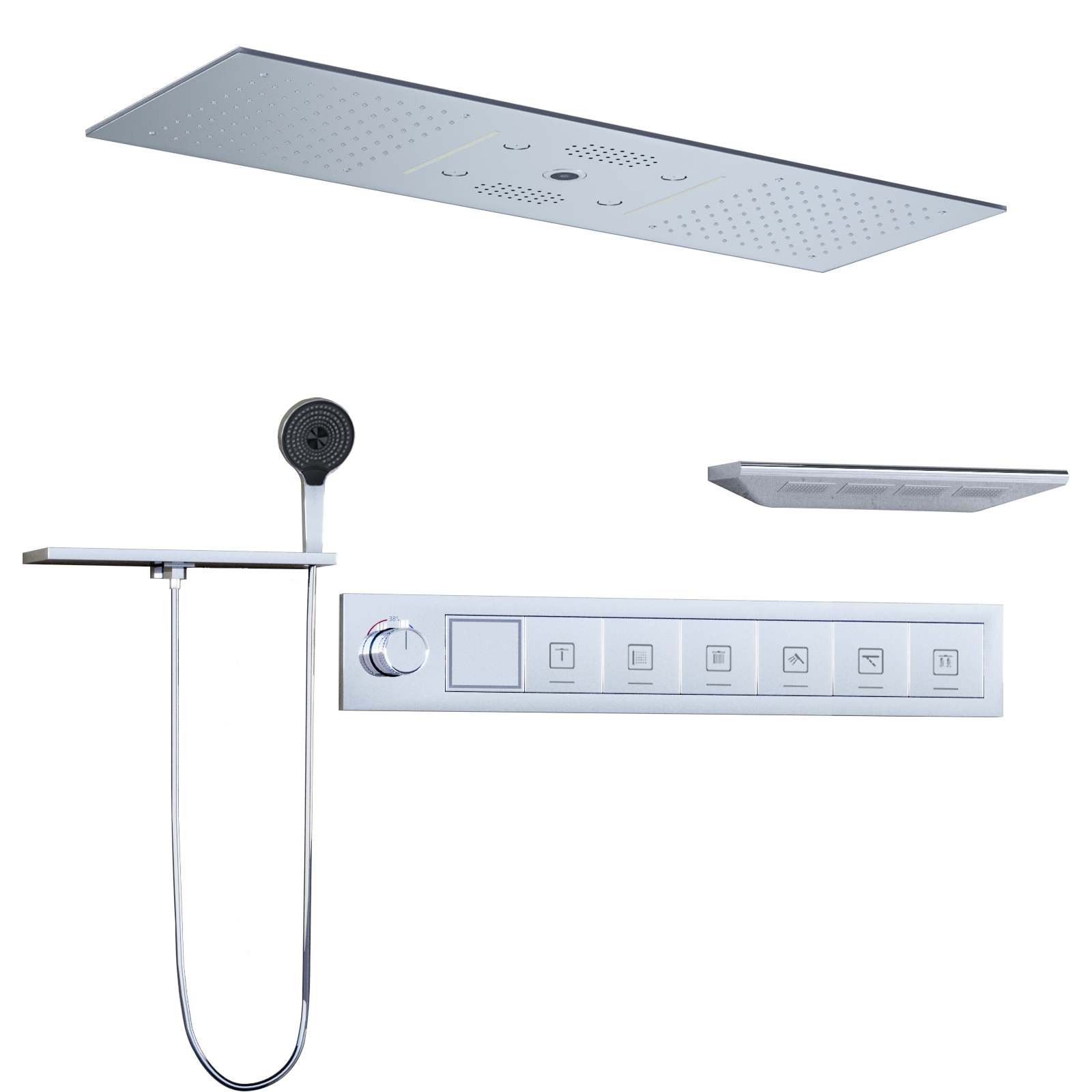 رأس دش ملون بإضاءة LED