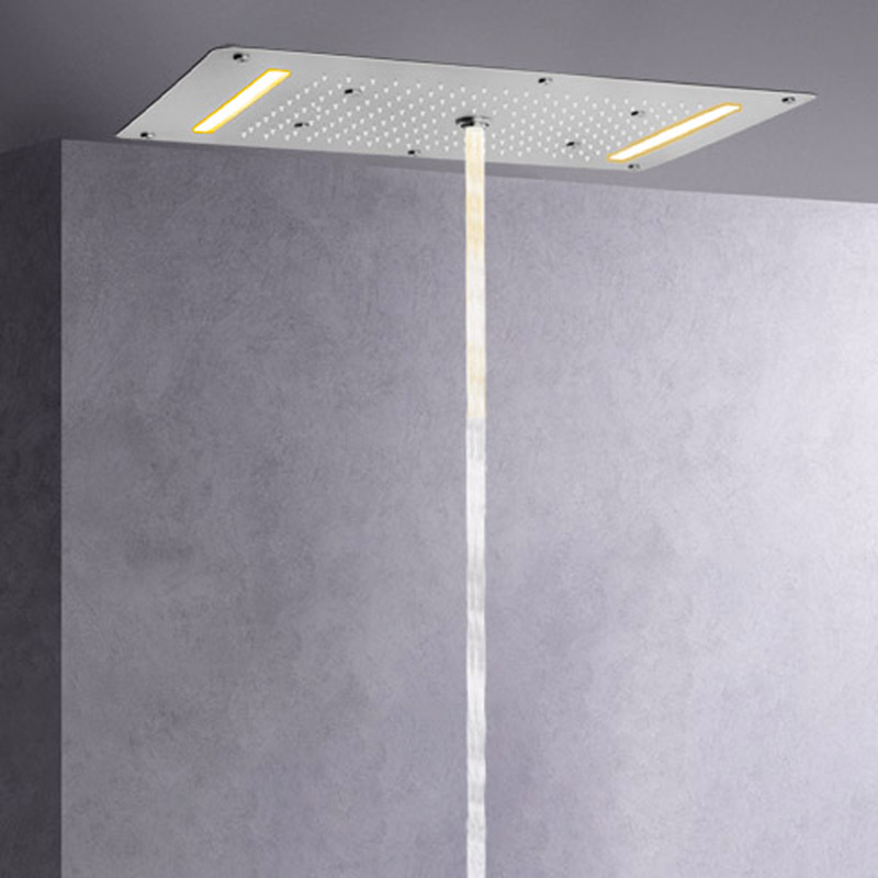 نحى النيكل 70X38 سم LED دش رئيس الحمام متعددة الوظائف غرفة استحمام وتدليك شلال هطول الأمطار التفتيت فقاعة