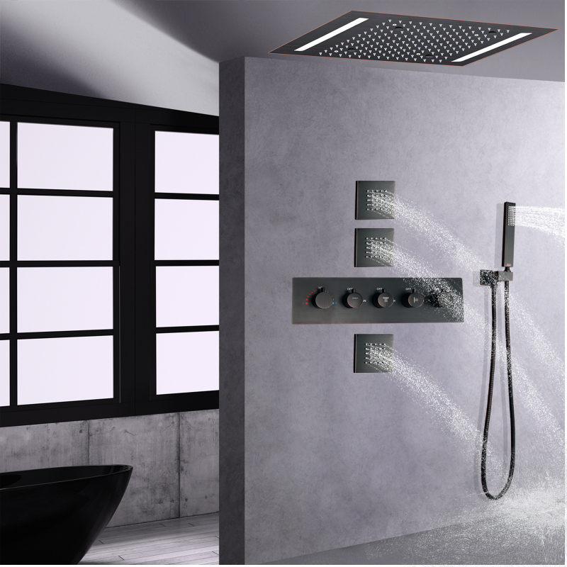 الجملة ORB رأس دش حديث مع لوحة LED مثبتة على الحائط مجموعة صنبور دش ثرموستاتي لغرف الحمام