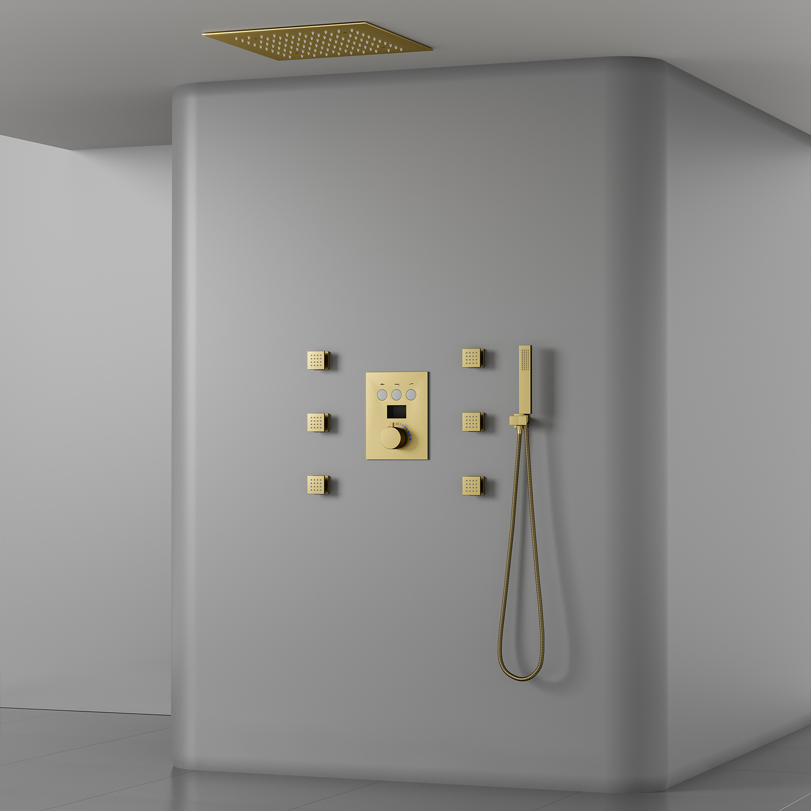 اكسسوارات الحمام دش سماعات الرأس الذكية شاشة ديجيتال Led دش صمام صنبور المطر سبا دش