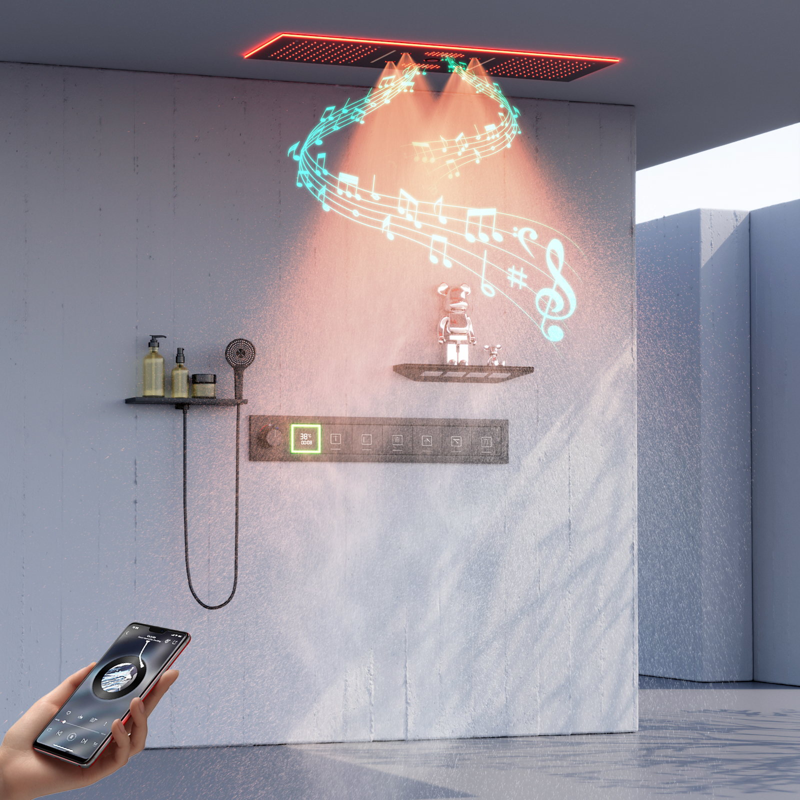 رأس دش LED وبلوتوث