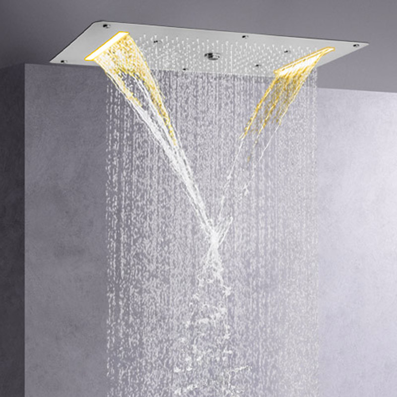 نحى النيكل 70X38 سم الحمام LED دش الحنفيات تضمين السقف متعددة الوظائف دش شلال الأمطار