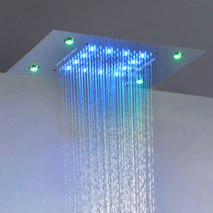 الكروم المصقول 50X36 سم LED دش خلاط الحمام ثنائي الوظيفة شلال الأمطار مع 3 تغيير درجة حرارة اللون