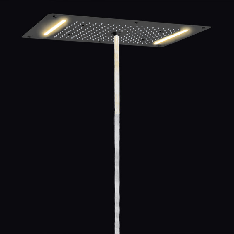 ماتي الأسود 70X38 سم LED أعلى نهاية الحمام دش خلاط شلال نظام دش متعدد الوظائف