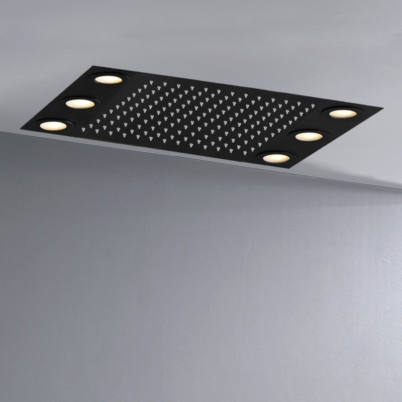 المبيعات الساخنة ماتي الأسود 50X36 سم رأس دش LED الحمام تضمين سقف هطول الأمطار دش