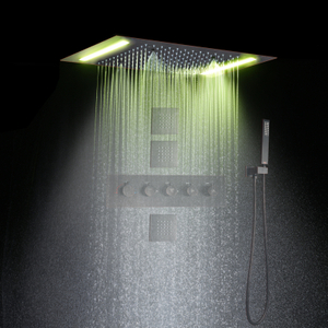 رأس دش ثرموستاتي من ORB لغرفة الحمام مع لوحة LED مقاس 14 × 20 بوصة رأس دش من الفولاذ المقاوم للصدأ
