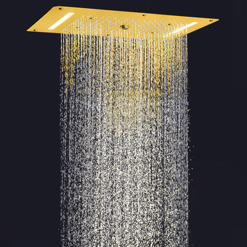 الفاخرة نحى الذهب رأس دش 70X38 سم LED الحمام غرفة استحمام وتدليك شلال هطول الأمطار التفتيت فقاعة