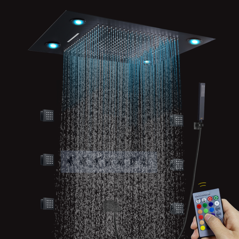 حمام فاخر 600*800 ملم LED متعدد الوظائف خلاط ثرموستاتي ستارة المطر شلال ضباب الجانب رذاذ هطول الأمطار دش مجموعة