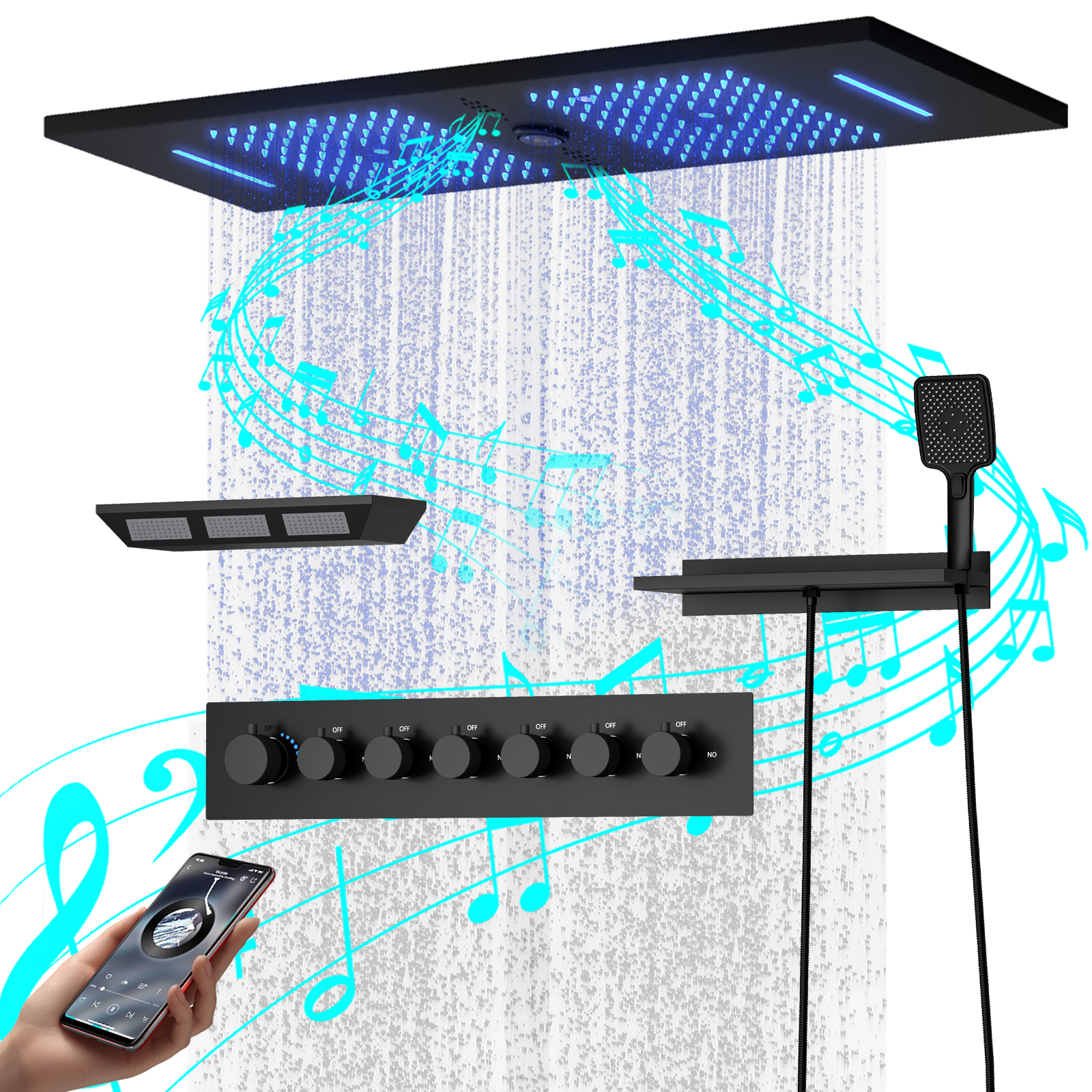 رأس دش LED باللون الرمادي