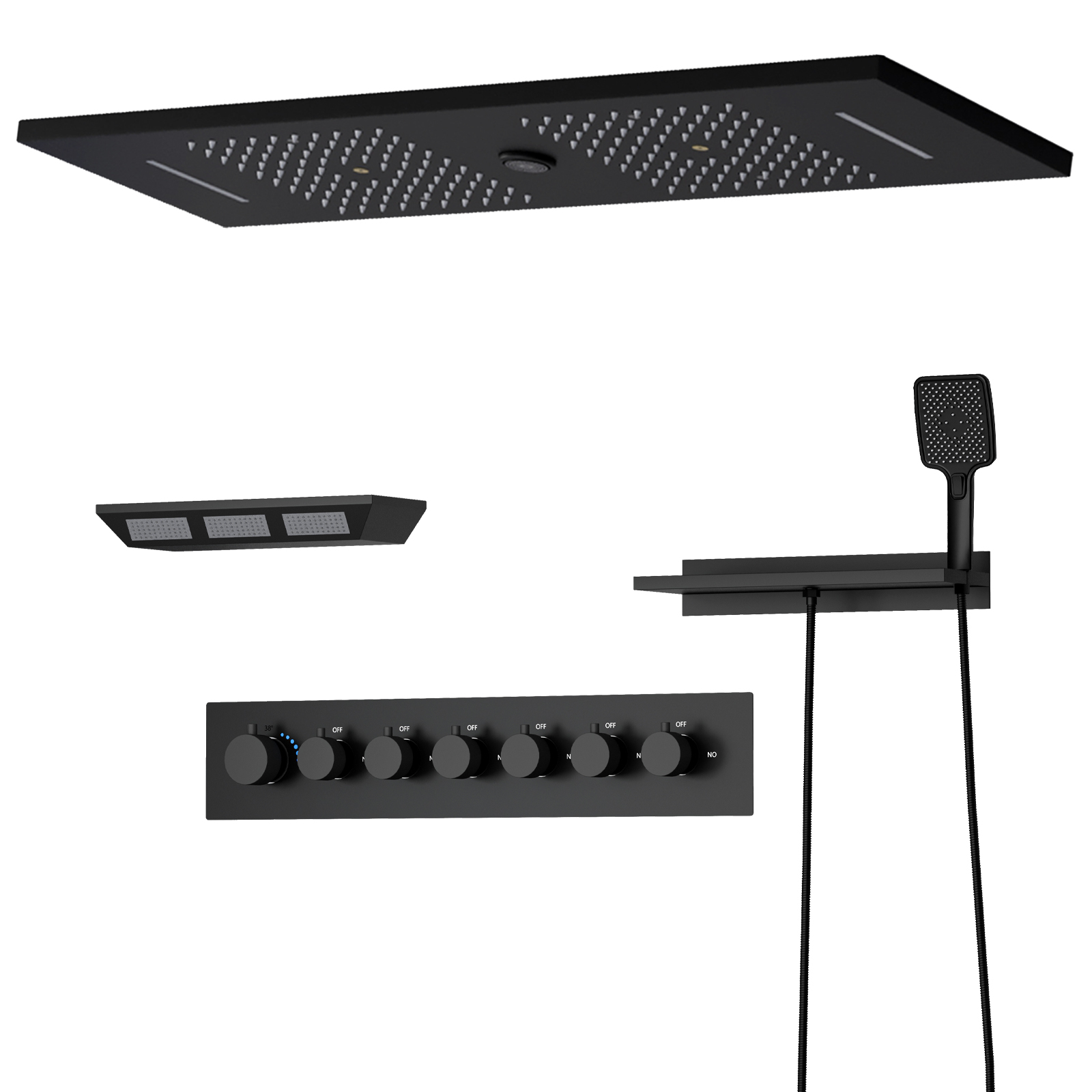 رأس دش LED مع مكبر صوت بلوتوث